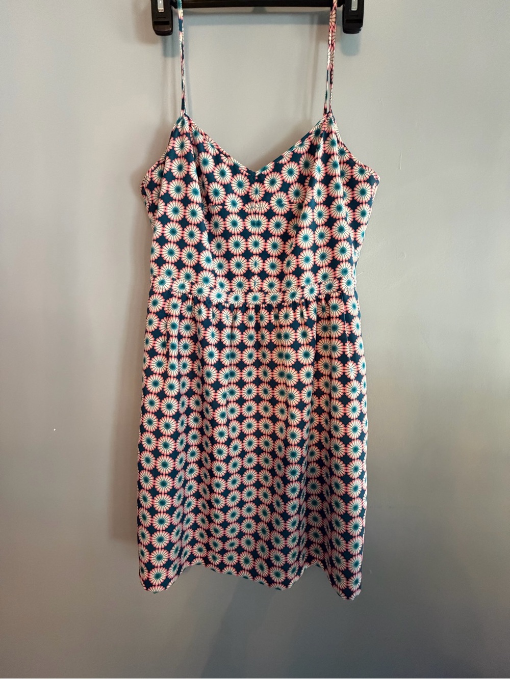 J. Crew Navy and Pink Floral Spaghetti-Strap Mini Dress